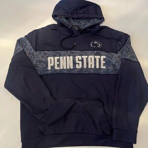 Penn State pullover hoodie featuring a navy colorway and camo chest, Colosseum L
